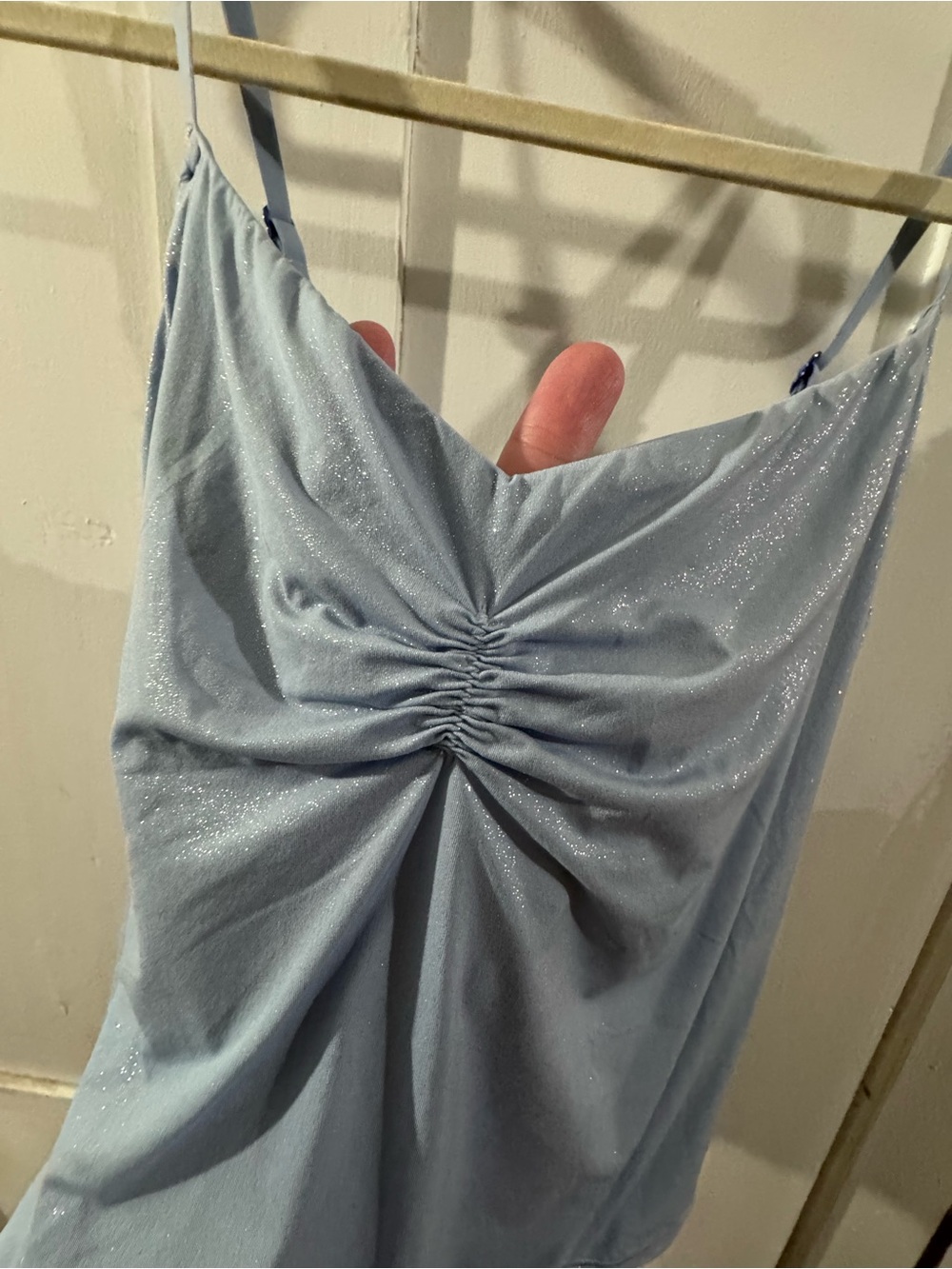 aerie Sparkle Ruched Light Blue Camisole